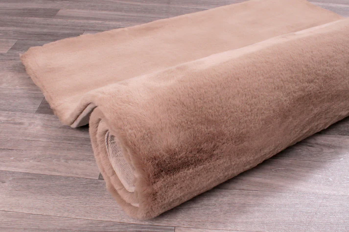 Beige Luxury Artificial Fur Rug