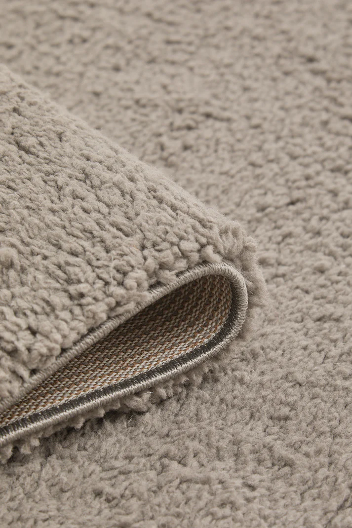 Grey Plush Teddy Bear Fabric Rug