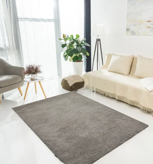Grey Plush Teddy Bear Fabric Rug