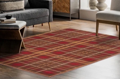 Tartan Check Brown Rug