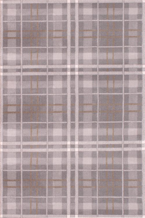 Tartan Check Grey & Ochre Rug