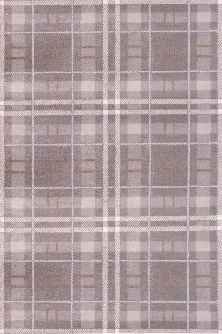 Tartan Check Grey & Ochre Rug