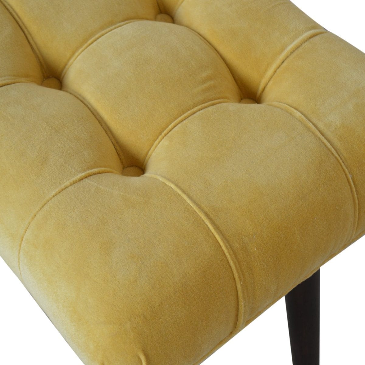 Mustard Cotton Velvet Curved Footstool