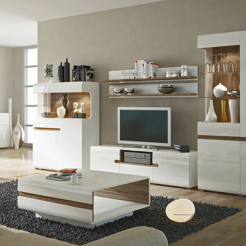 Mia Media Unit, White with Oak