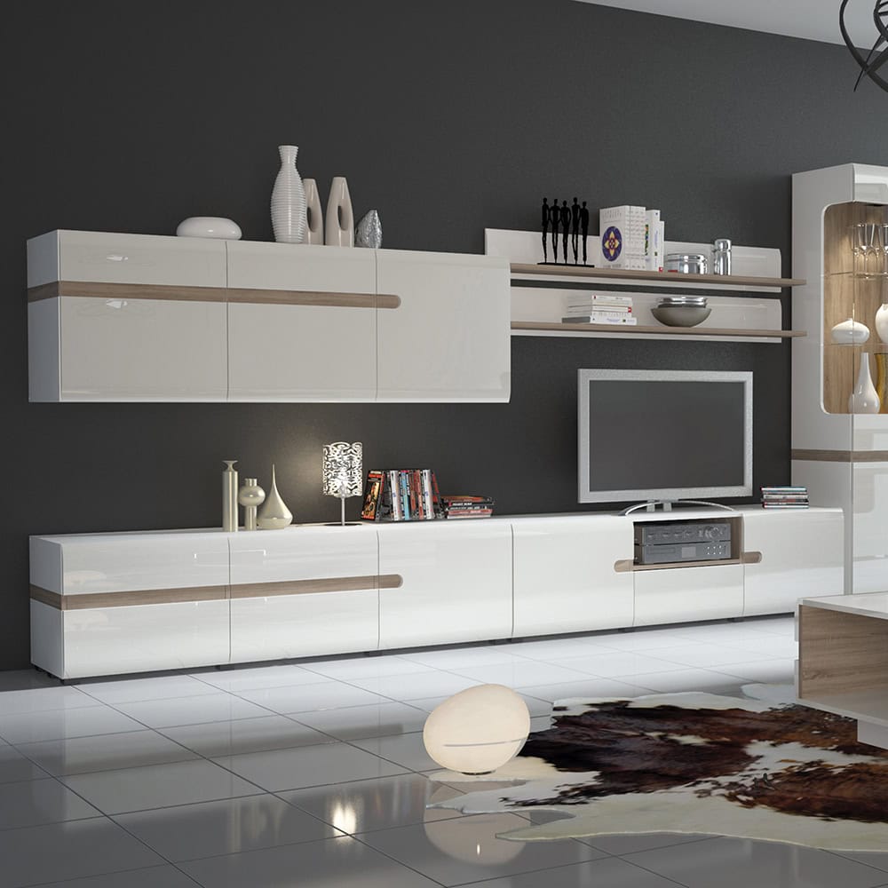 Mia Media Unit, White with Oak