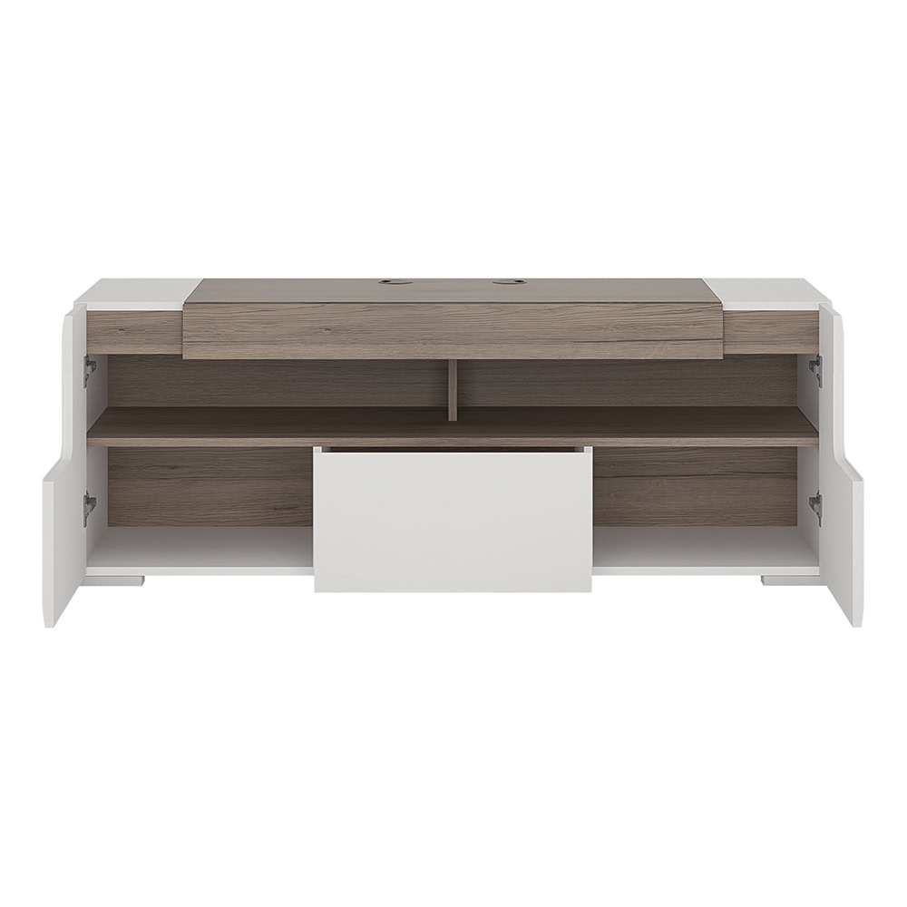 Stark Media Cabinet, White and Oak 140cm