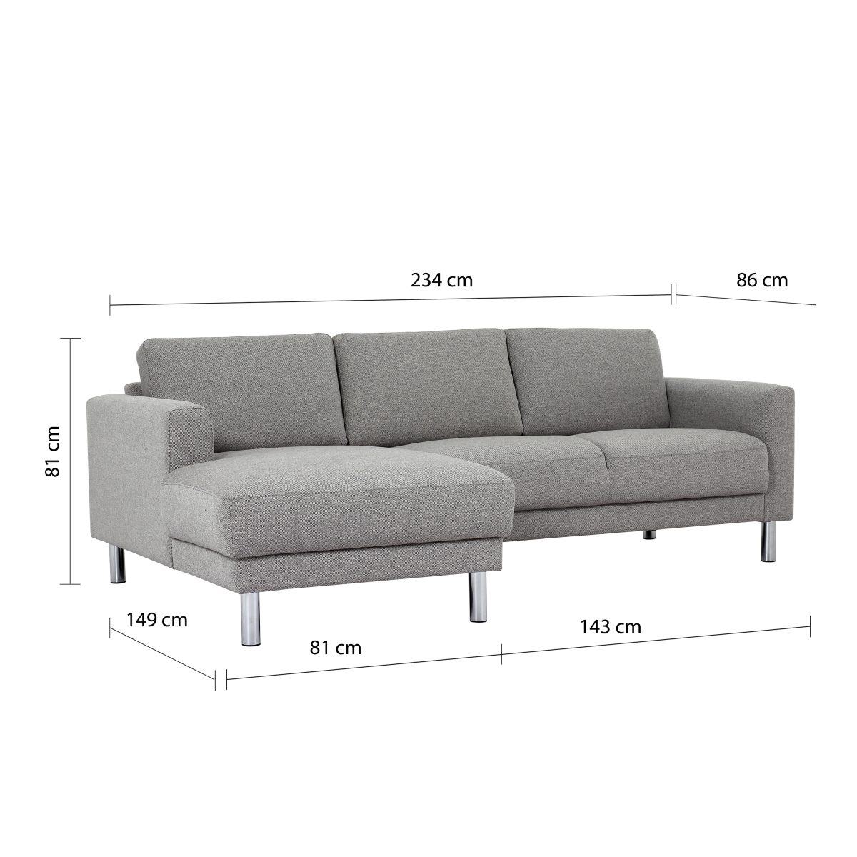 Richgrove Chaiselongue Sofa (LH), Nova Light Grey