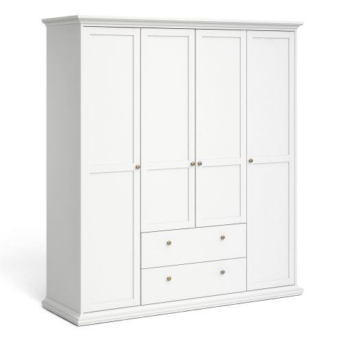 Tifton 4 Door Wardrobe with 2 Drawers, White
