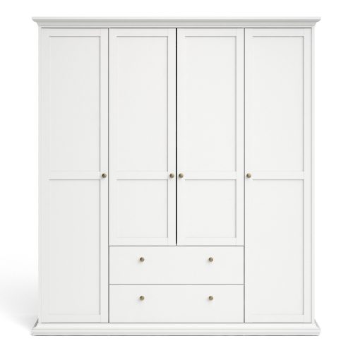 Tifton 4 Door Wardrobe with 2 Drawers, White