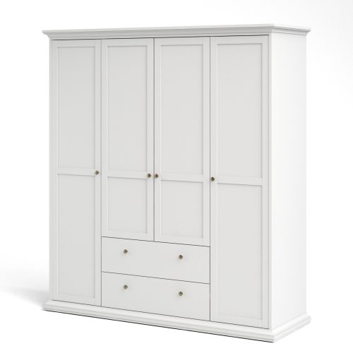 Tifton 4 Door Wardrobe with 2 Drawers, White