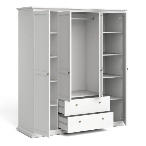 Tifton 4 Door Wardrobe with 2 Drawers, White