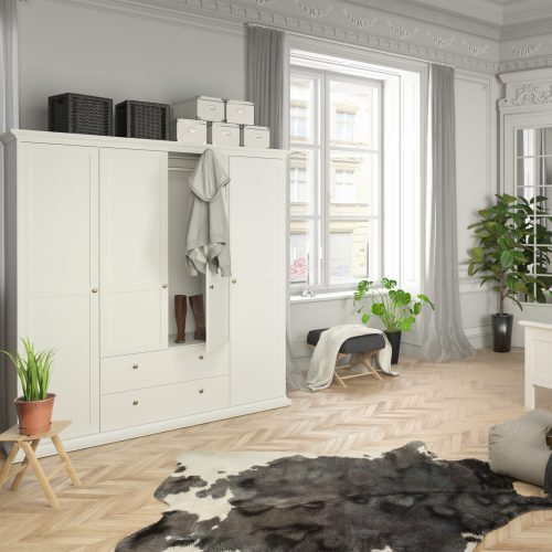 Tifton 4 Door Wardrobe with 2 Drawers, White