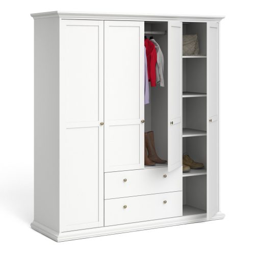 Tifton 4 Door Wardrobe with 2 Drawers, White