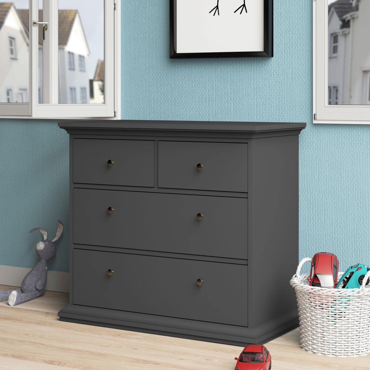 Chest of 4 Drawers in Matt Grey
