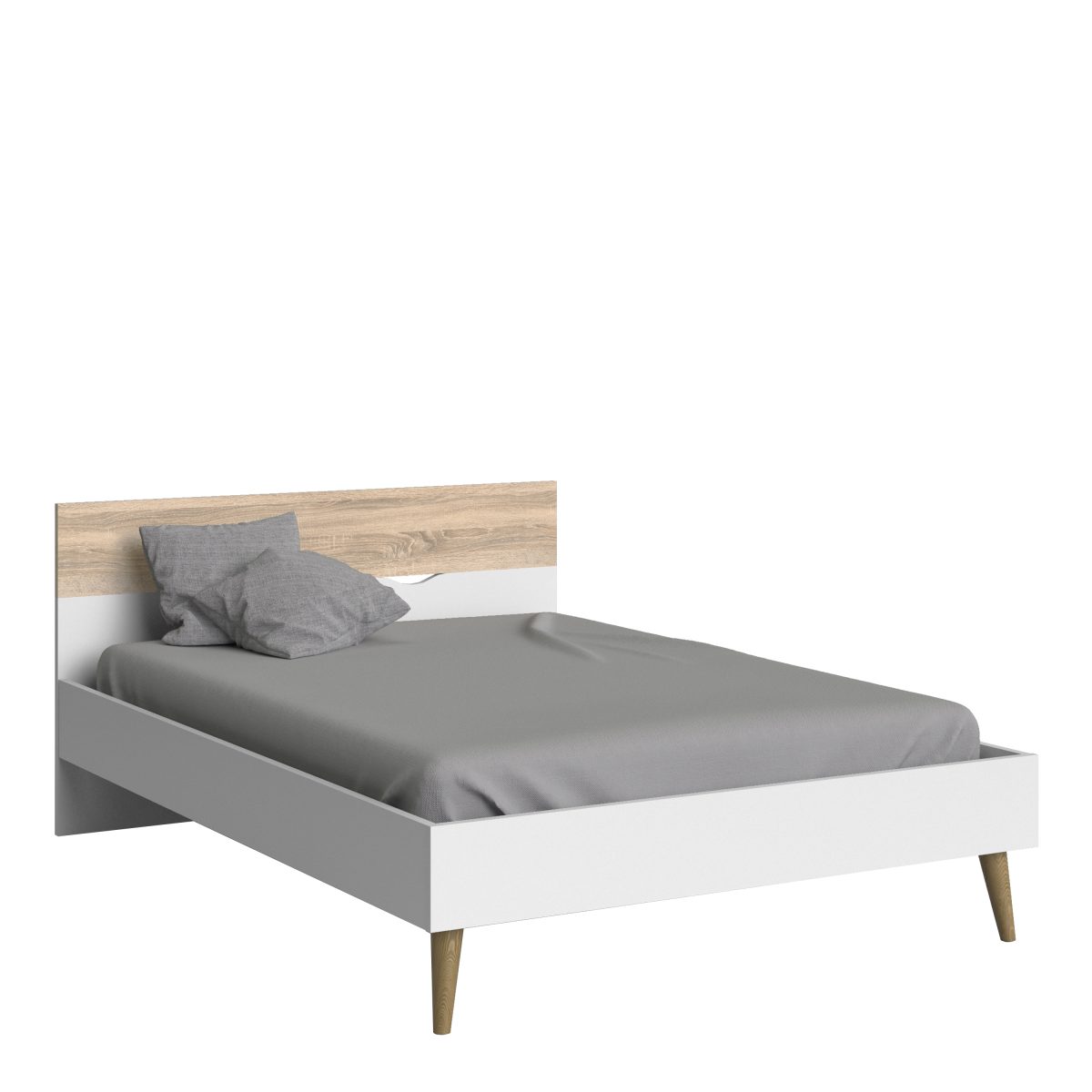 3 Piece Bedroom Set, Dbl Bed White & Oak