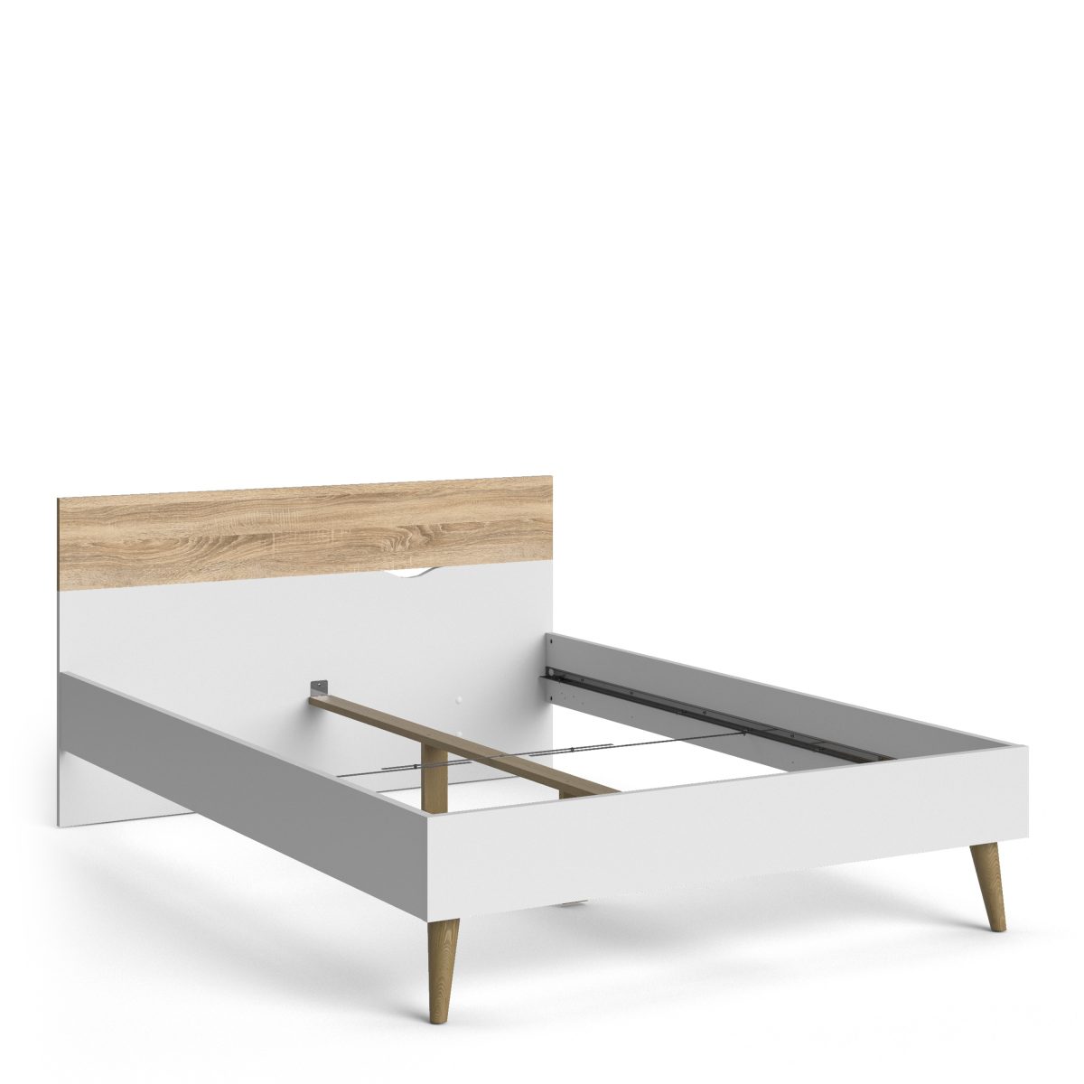 3 Piece Bedroom Set, Dbl Bed White & Oak