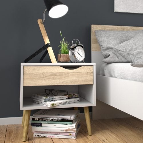 3 Piece Bedroom Set, Dbl Bed White & Oak