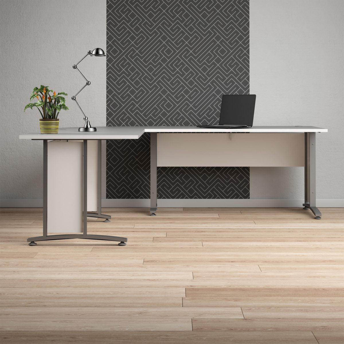 Connel 150cm Desk, White & Silver Grey