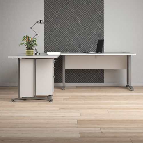 Connel 150cm Desk, White & Silver Grey