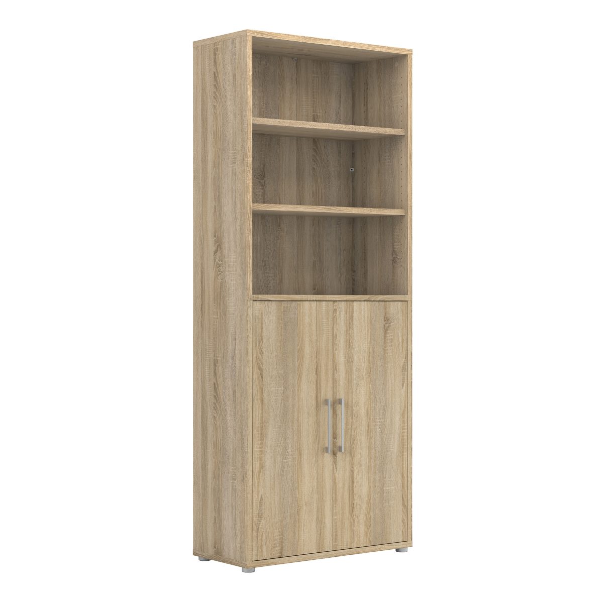 Bookcase 4 Shelves with 2 Doors in Oak