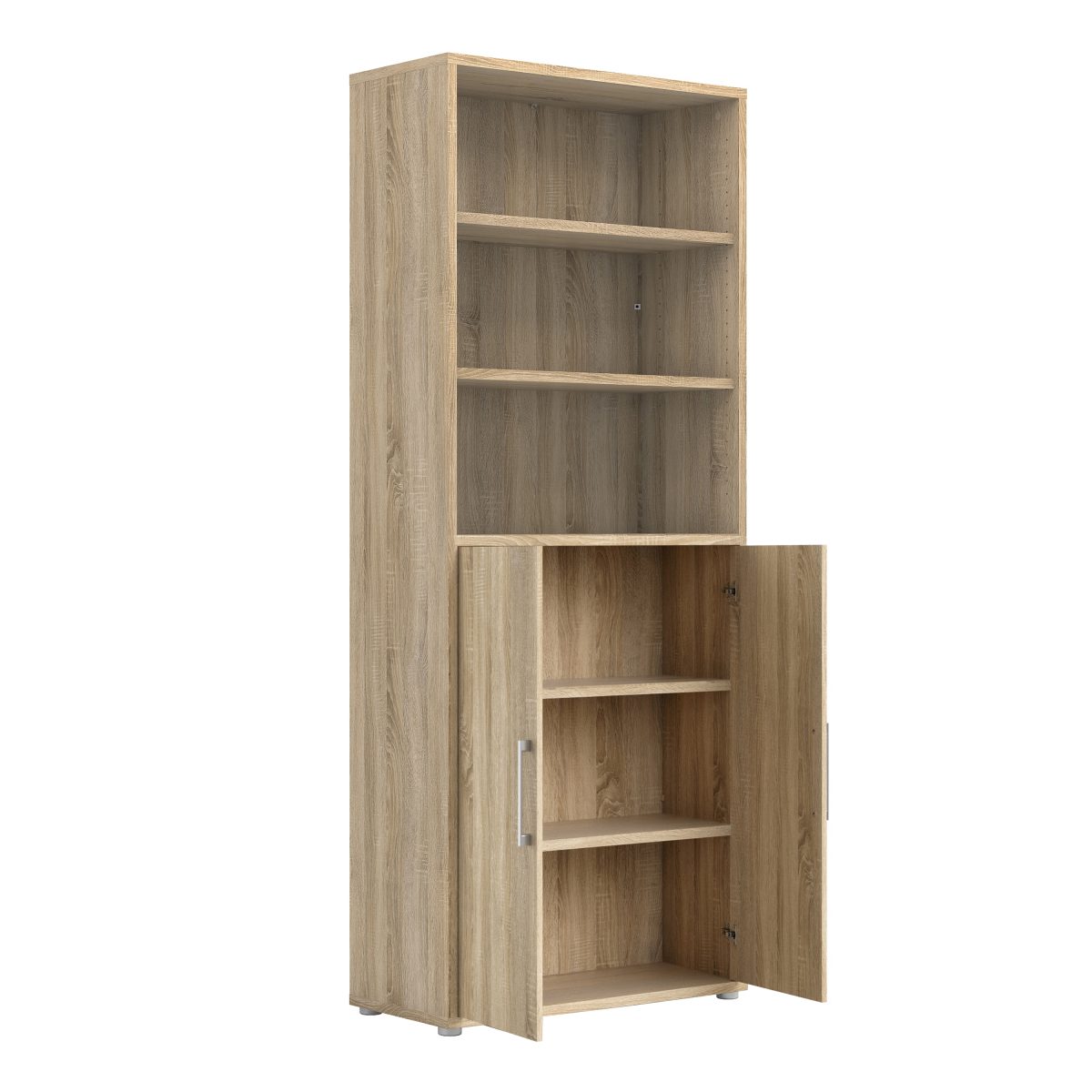 Bookcase 4 Shelves with 2 Doors in Oak