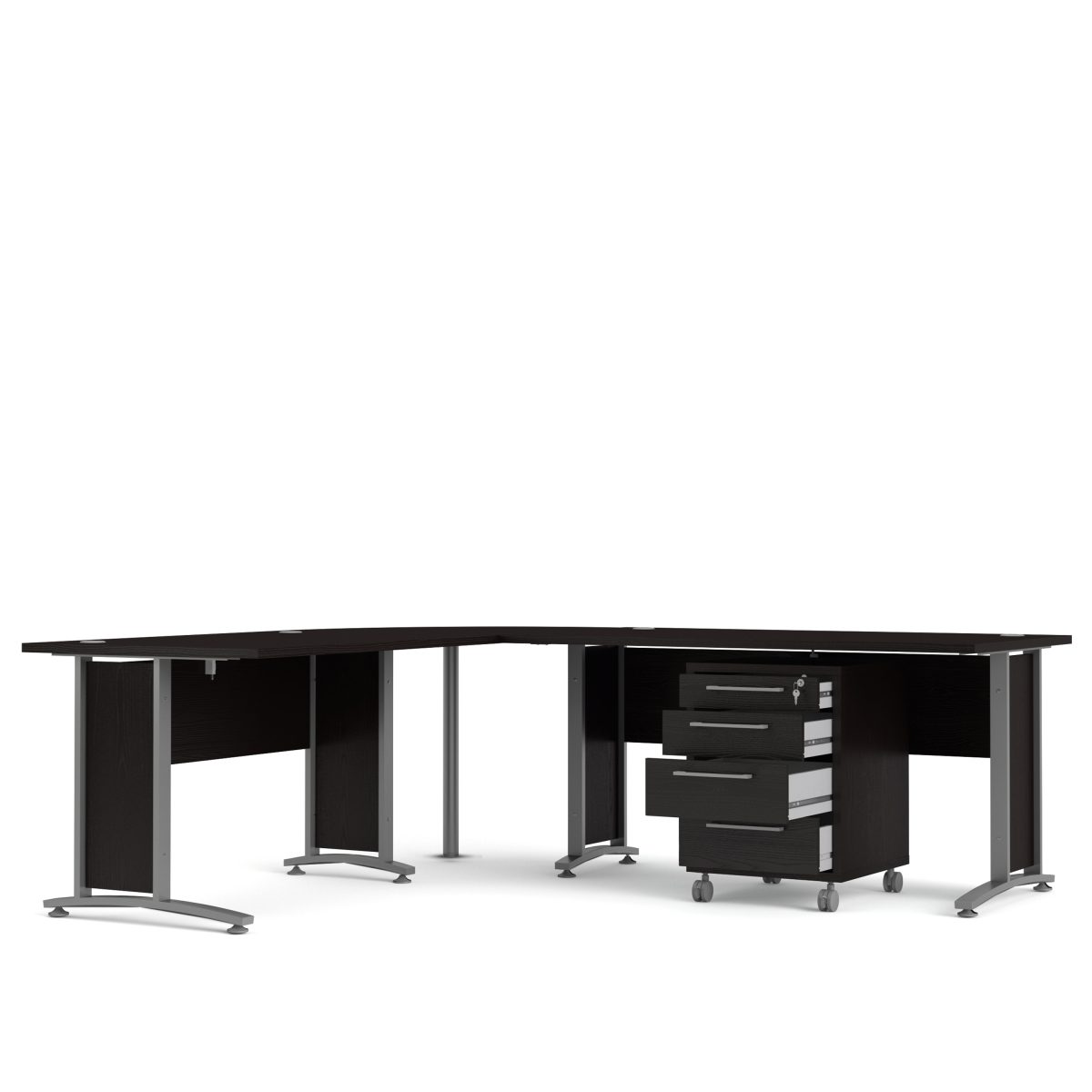 Connel Corner Desk Top, Black Woodgrain & White