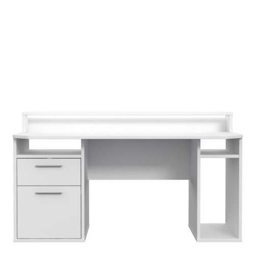 Nexus White Gaming Desk with Blue LED Lighting