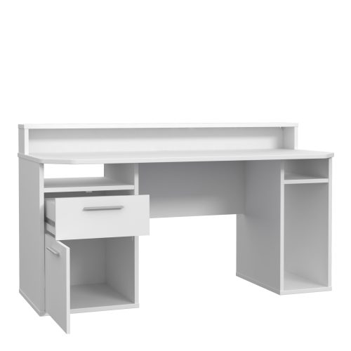 Nexus White Gaming Desk with Blue LED Lighting