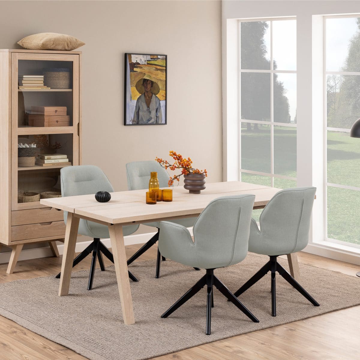 Honos Rectanglar Dining Table, White Oak