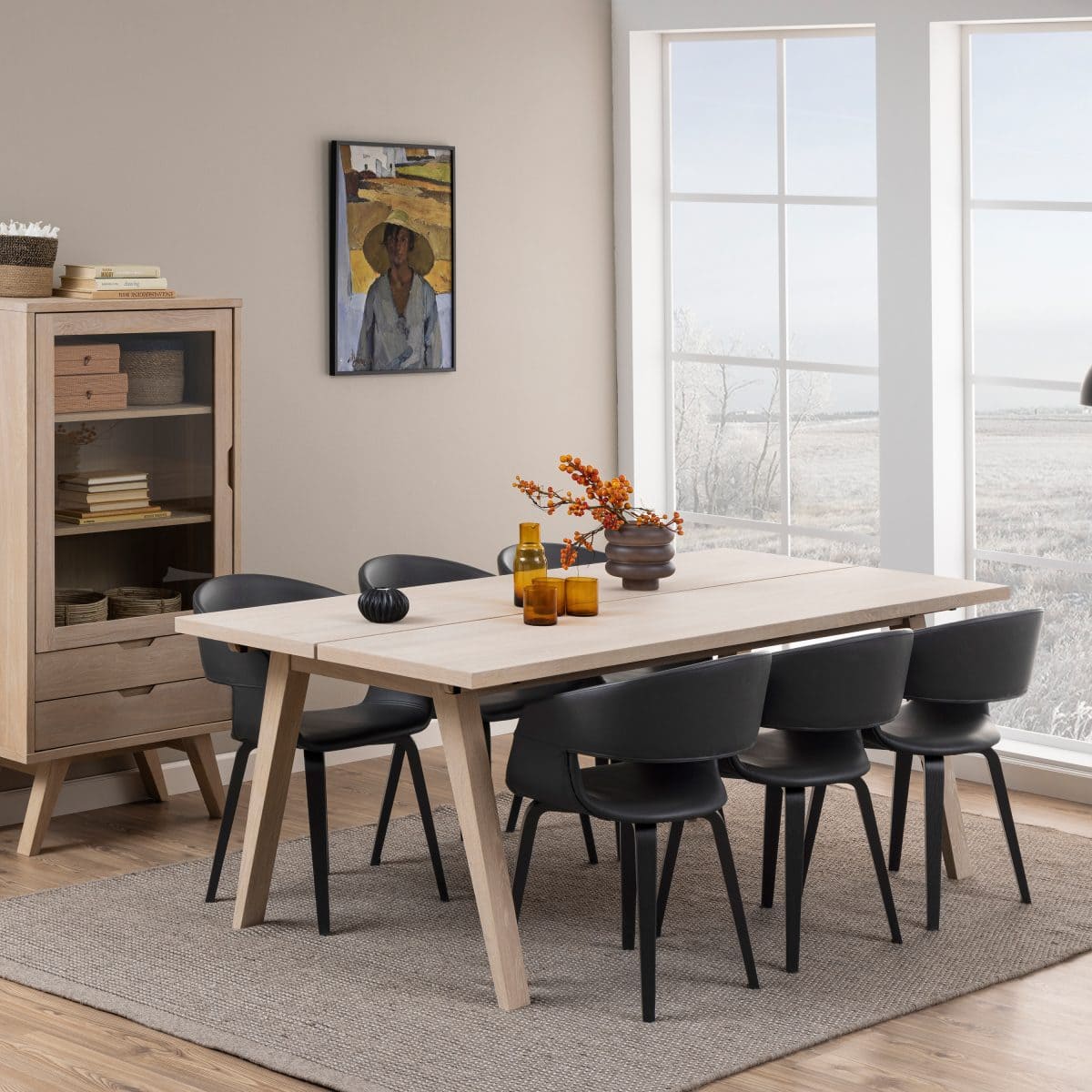 Honos Rectanglar Dining Table, White Oak