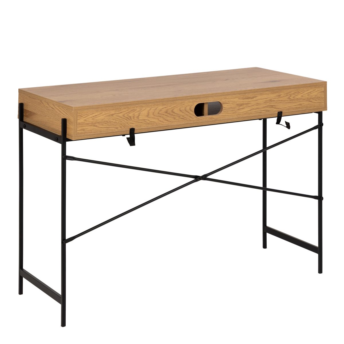 Logan Desk with Sliding Door, Oak & Black