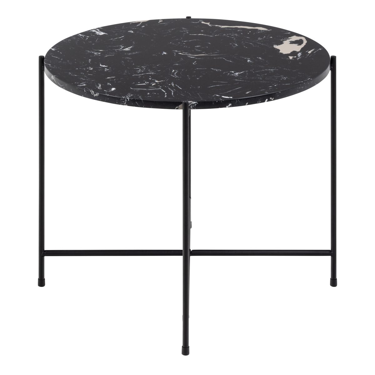 Askern Marble Side Table, Black 52cm