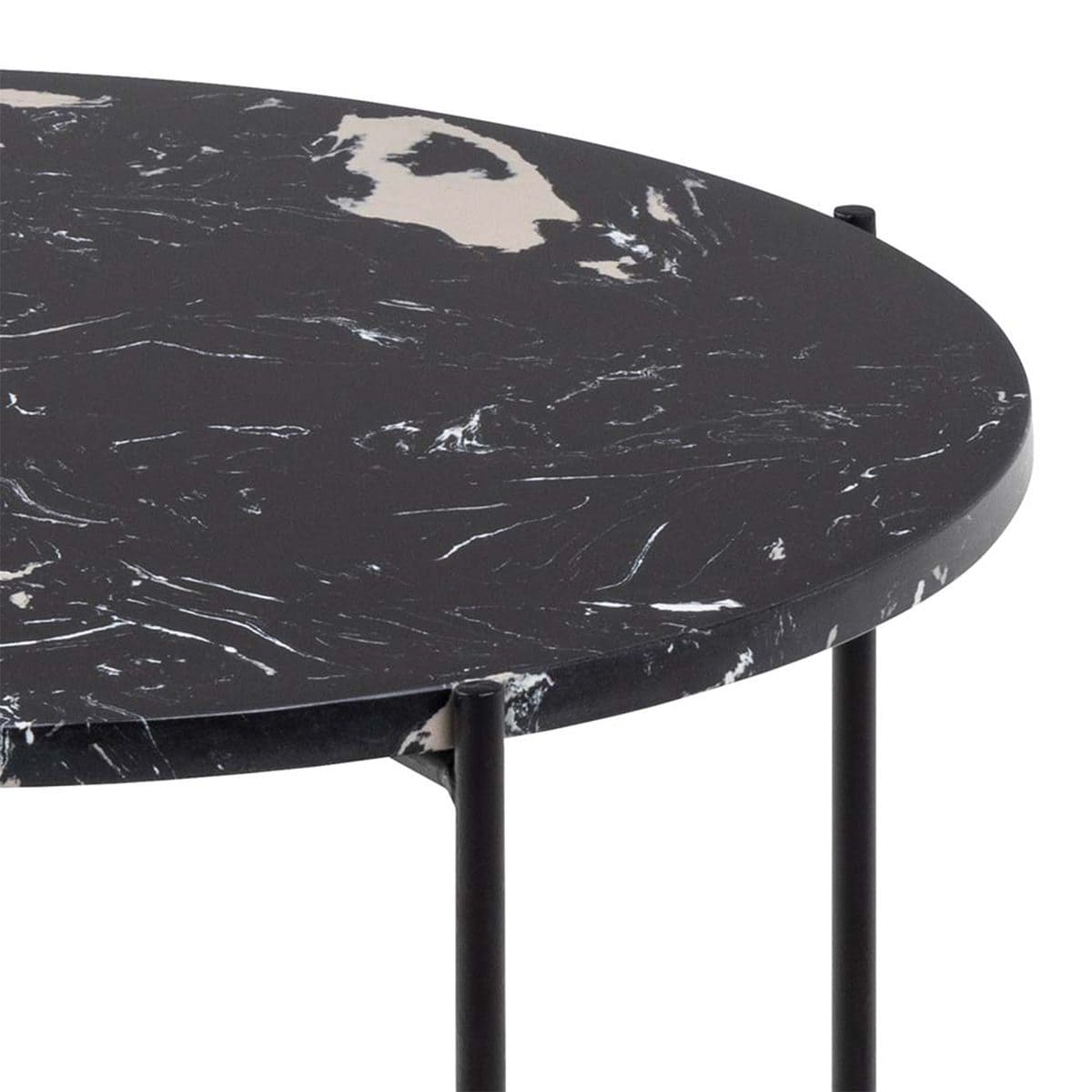 Askern Marble Side Table, Black 52cm