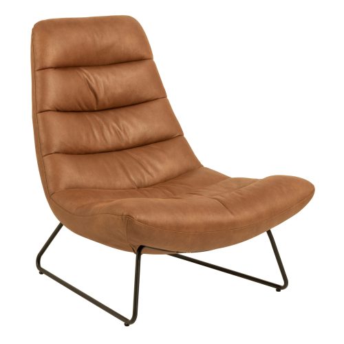 Columbus Sledge Base Accent Chair, Brown Leather