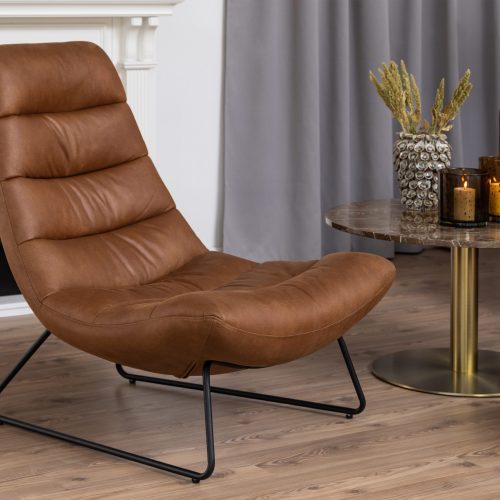 Columbus Sledge Base Accent Chair, Brown Leather