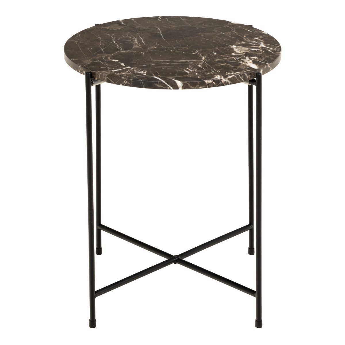 Askern Marble Side Table, Brown 42cm