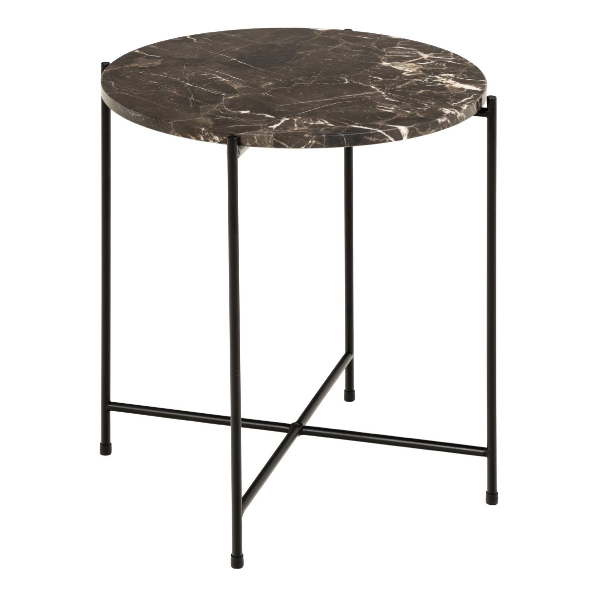 Askern Marble Side Table, Brown 42cm