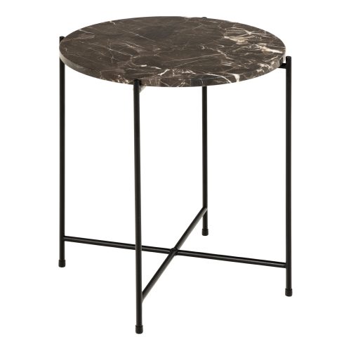 Askern Marble Side Table, Brown 42cm