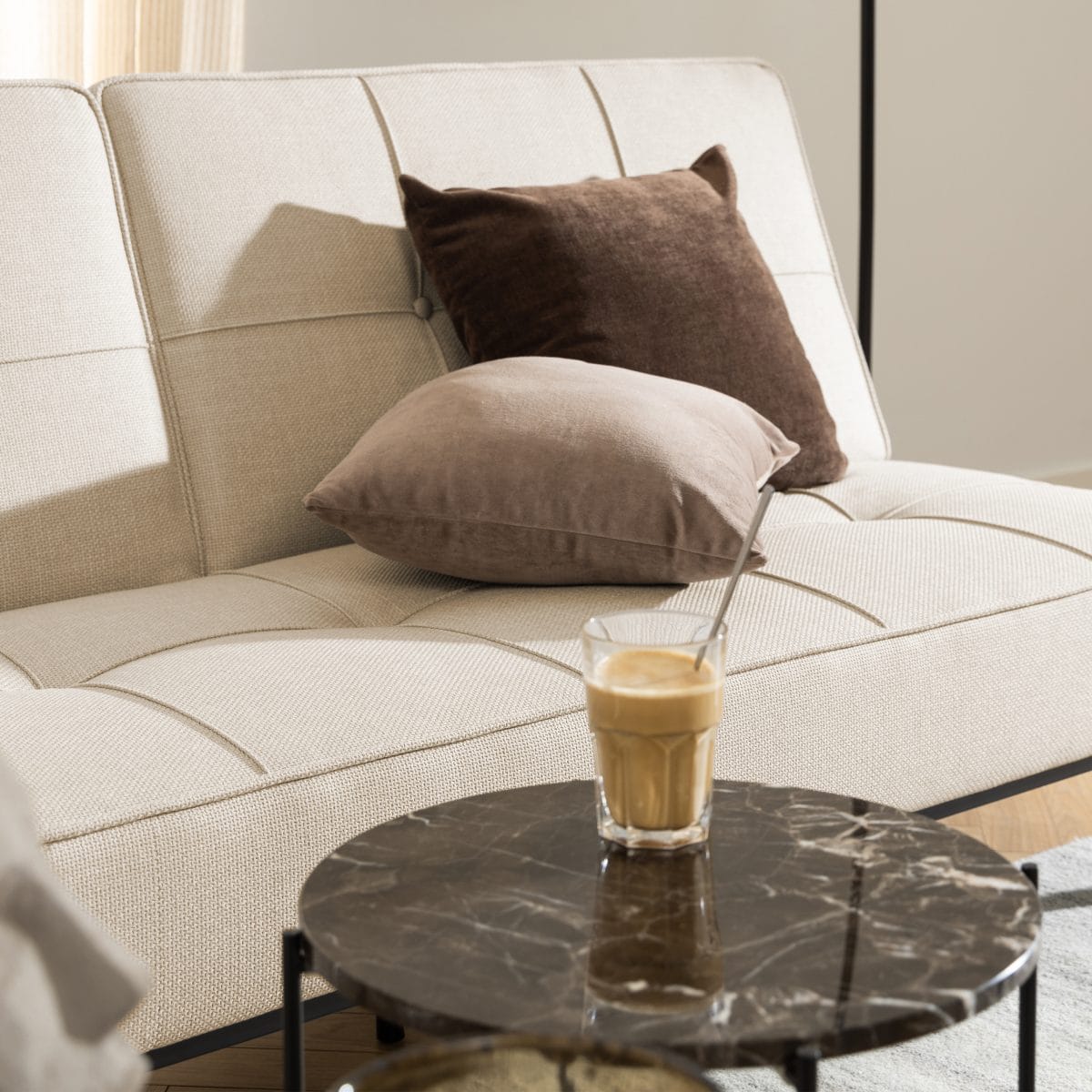 Askern Marble Side Table, Brown 42cm