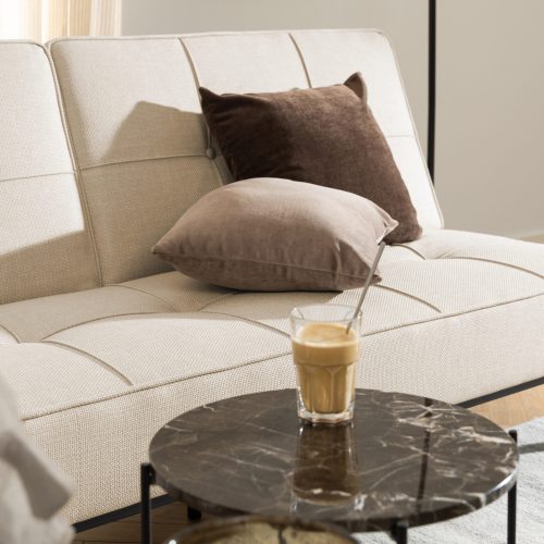 Askern Marble Side Table, Brown 42cm
