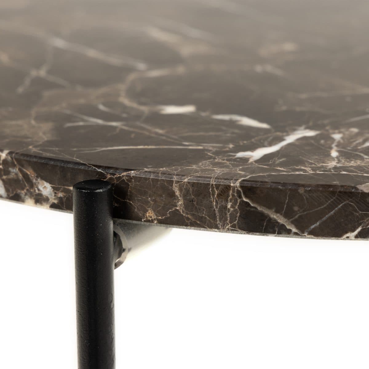 Askern Marble Side Table, Brown 42cm