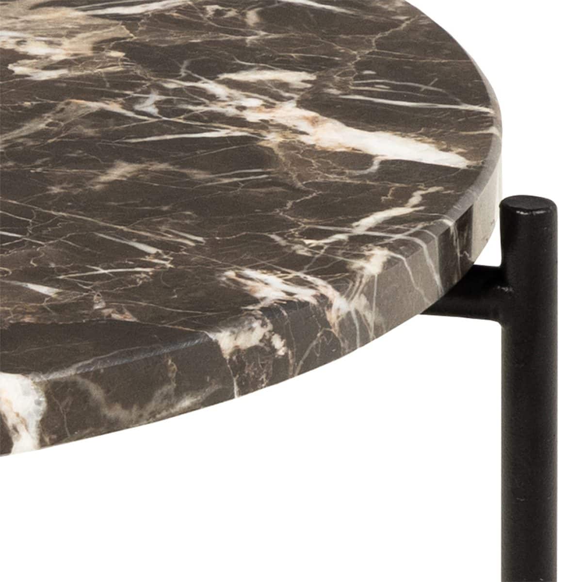 Askern Marble Side Table, Brown 42cm