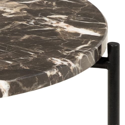 Askern Marble Side Table, Brown 42cm