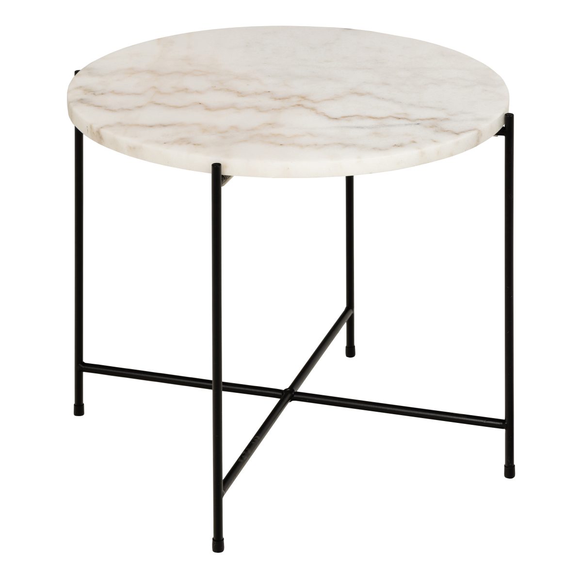 Askern Marble Side Table, White 52cm