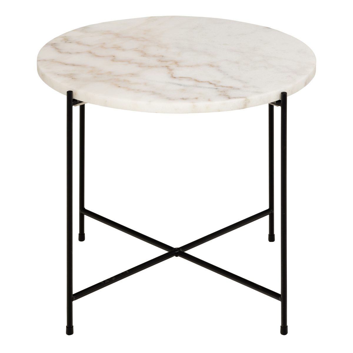 Askern Marble Side Table, White 52cm
