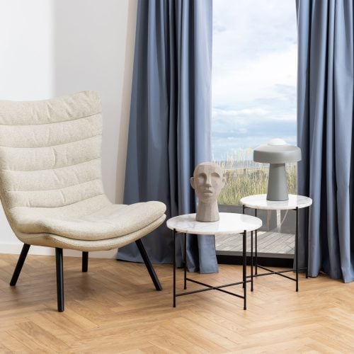 Askern Marble Side Table, White 52cm