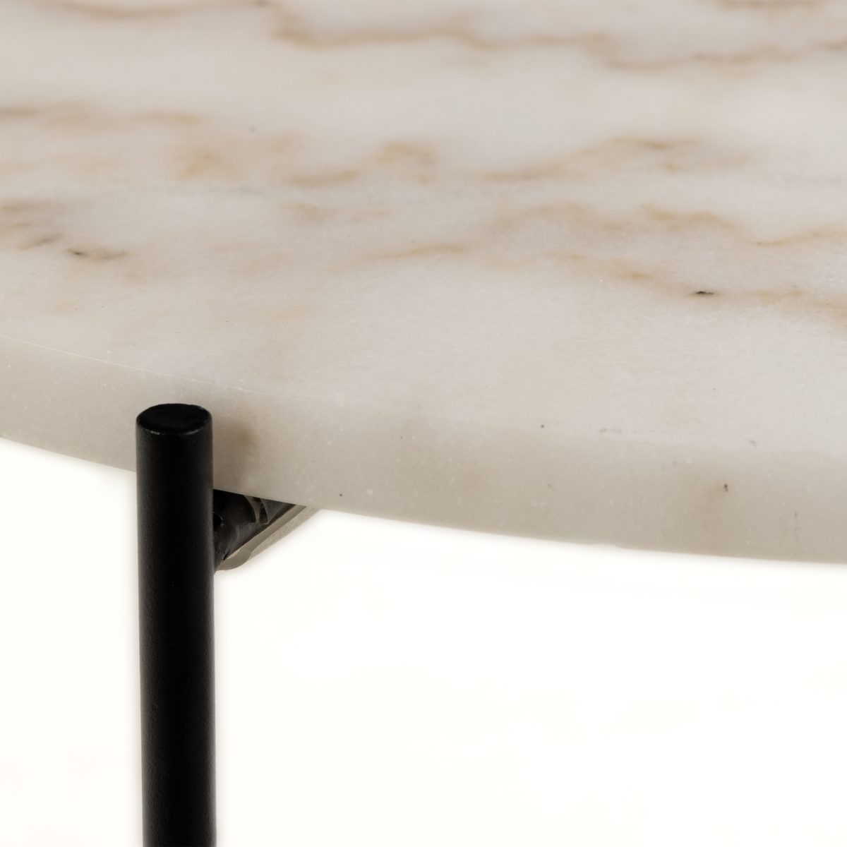 Askern Marble Side Table, White 52cm