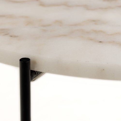 Askern Marble Side Table, White 52cm
