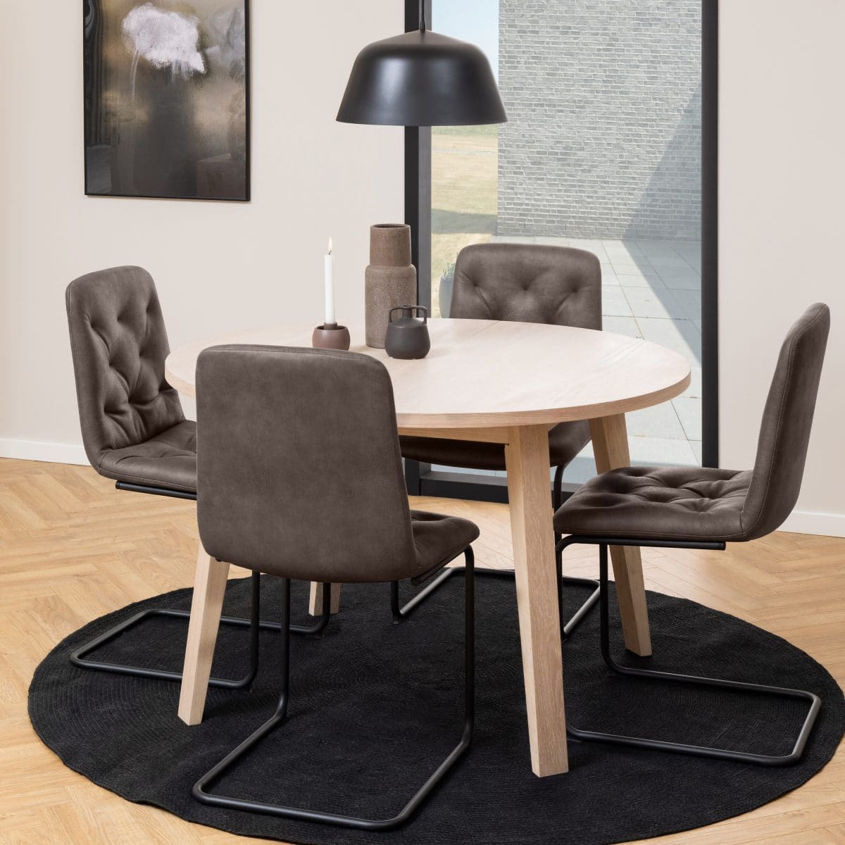 Honos Round Dining Table, White Oak