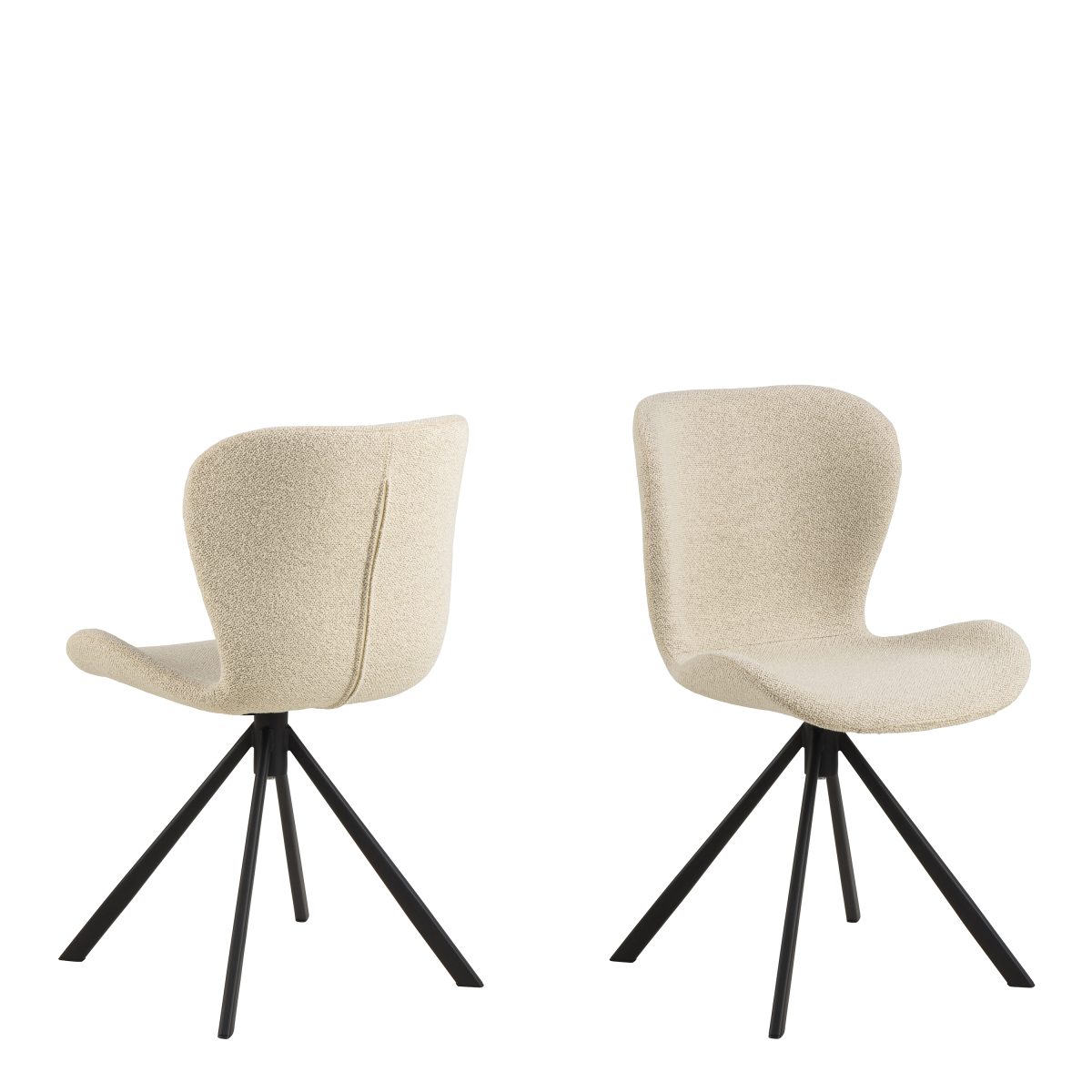 Ridley Set of 2 Swivel Dining Chairs, Cream